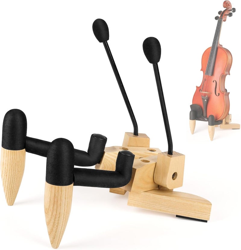 DIDA Foldable Wooden Ukulele Stand - Compact and Portable Storage for Ukulele, Mandolin and Violin Sturdy Design - Perfect for Home, Studio, or Concert Use (Ashwood) - Image 1